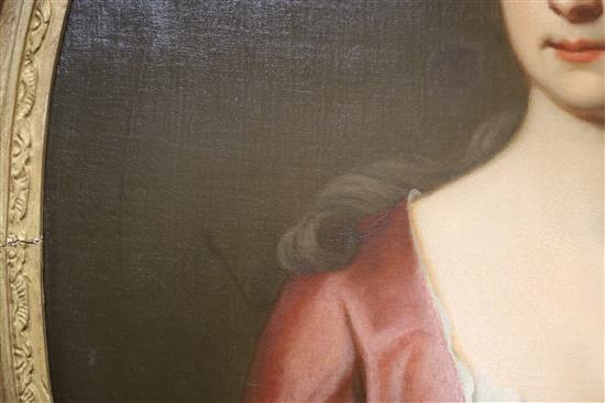 Follower of Godfrey Kneller (1646-1723) Portrait of Mary, daughter of Thomas Rowe of Endellion, County Cornwall 30 x 25in.